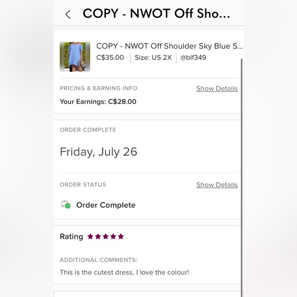 COPY - NWOT Off Shoulder Sky Blue Short Puff Sleeves Dress with Side Pockets - Picture 9 of 10